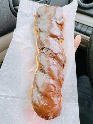 Chocolate covered twist donut