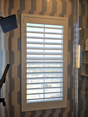 With a amazing view shutters give your bathroom a elegant look plus you can also have your have privacy.