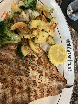 Grilled trout with veggies