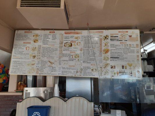 Menu with 2022 prices.