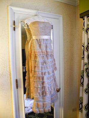 My finished dress! Kristine helped me choose the alterations that makes it modern, funky, and still elegant.