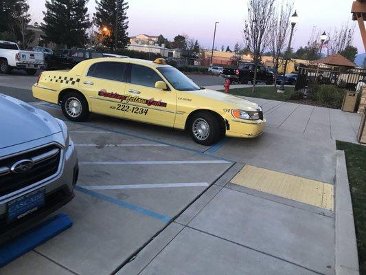 Marriott Towne Place Suites Redding CA - Friday 2/22 6:45am.  There's a dozen open parking places and this guy has to park illegally???