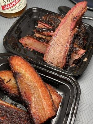 Pick up order.  (Top) brisket 1/2lb.  (Bottom) Pork Belly 1/2lb