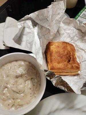 Biscuit and side of sausage gravy (take out).