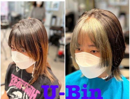 Women's haircut color gray Bleach