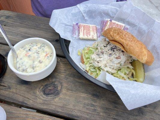 Chicken Salad Sandwich with a cup of Chicken Wild Rice Soup