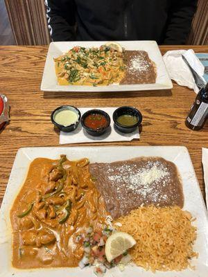 Chipotle chicken and creamy garlic chicken