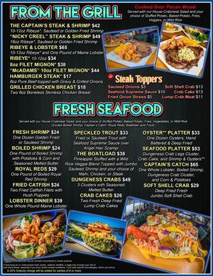 From the Grill 
&
Fresh Seafood 
Menu