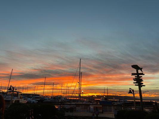 View of the sunset from the seating area