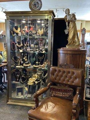 Costume jewelry, sculpture and furniture.