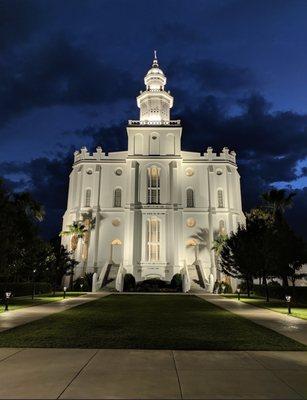 St George Utah Temple at dusk