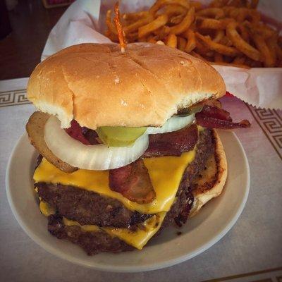 Double Bacon Cheeseburger and Curly Fries