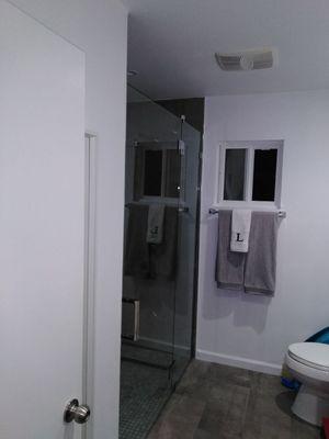 Door hinged off inline panel flush with inline wall