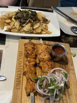 Chicken shashlik and Fried Potatoes