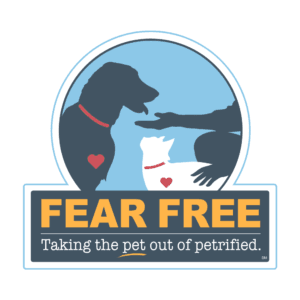 Westarbor Animal Hospital vet techs are certified for Fear Free handling of pets.