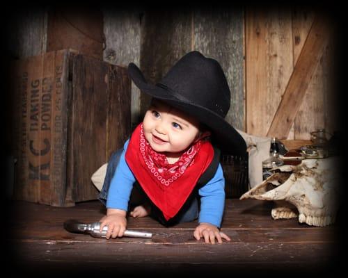 Branson's Little Buckaroo cowboy - a smile that will melt any heart! Old Time Photo is fun for all ages!