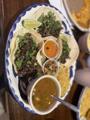 Beef Street tacos & charro beans