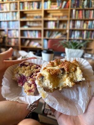 Lemon raspberry bar and chocolate chip cheesecake