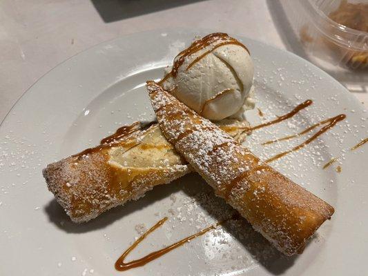 Deep fried cheesecake with cinnamon sugar and ice cream. So good!!!