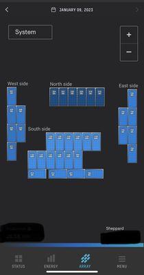Out solar panel layout and captured sun during the day.
