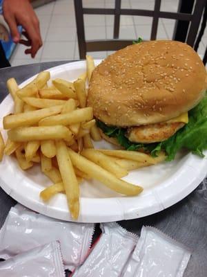 Grilled chicken sandwich with fries