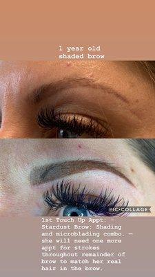 Touch up and correction of old brow tattoo