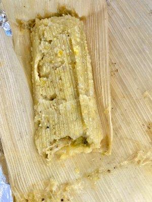 Cheese and Green Chile Tamale