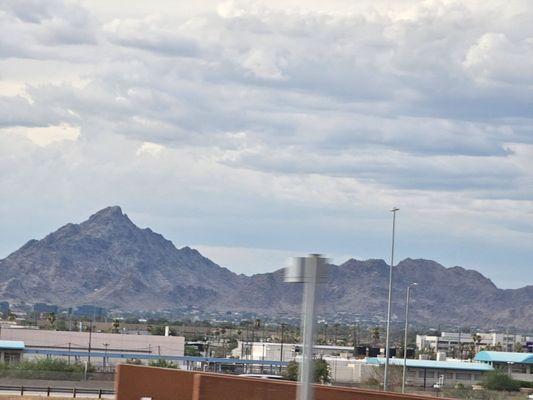 view of the surrounding area from the train