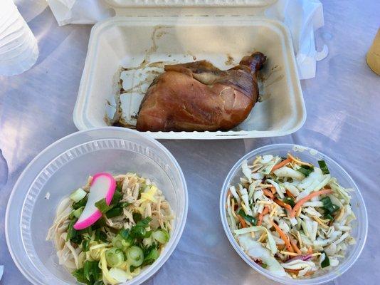 Delicious food (Udon, chicken teriyaki thigh, and cabbage salad) at Aki Matsuri Fall Festival