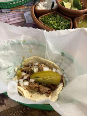 Carnitas, there was more in basket but I ate it and then remembered to take pic.