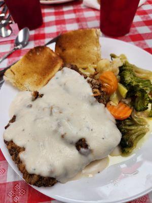 Chicken Fried Steak with veggies