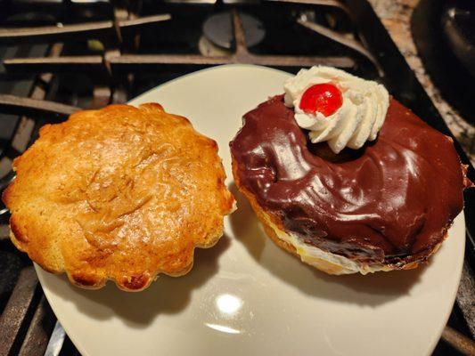 Custard filled Pasticciotto, Chocolate Covered  Cream Puff .