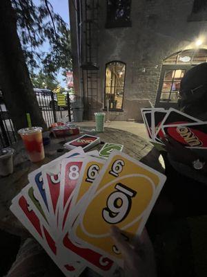 Patio area with games