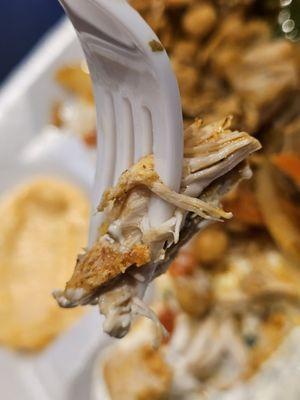 A fork and the Chicken Shawerma Platter.