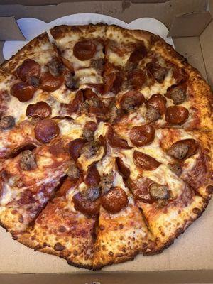 Sausage and pepperoni pizza