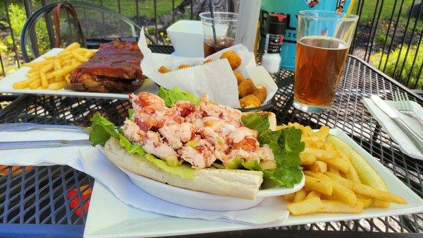 Lobster roll, jalapeño cheese curds and ribs