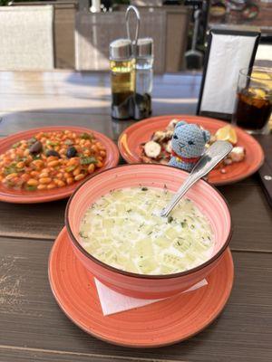 Cold soup Tarator, Grilled octopus and Beens Side salad