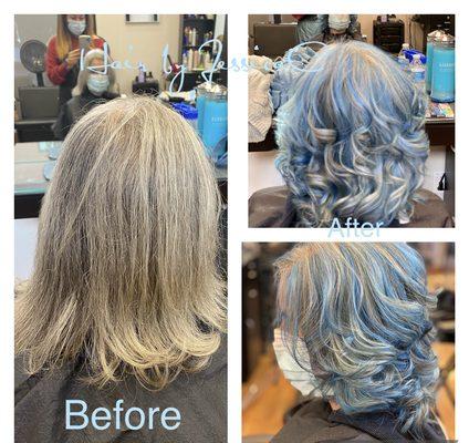 Natural base with blue hight lights !! I'm located inside Tanya's hair Desing Mountain View .