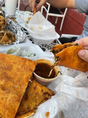 Quesabirria and birria taco