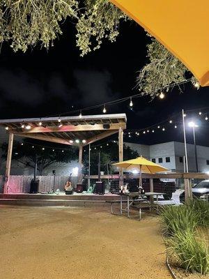 Outdoor seating and live music