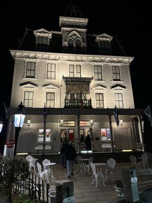 View of Godspeed Opera House at night before the show