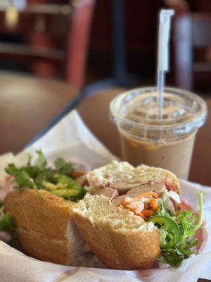 Steam Pork w/ Pate Banhmi ($6.95) and Vietnamese Iced Coffee (M) ($4.95)