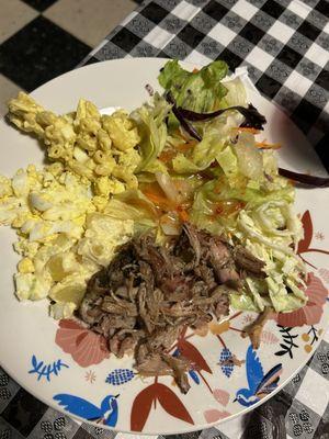 Salad bar items and pulled pork