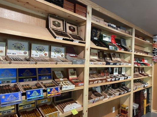 Our humidor is currently stocked with 80+ facings and growing.