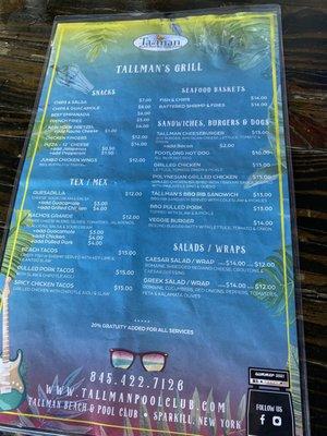 Food menu