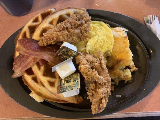 Chicken and bacon and waffles  (4/5 stars but great serving size)