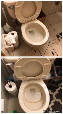 before and after my cleaning in a bathroom!