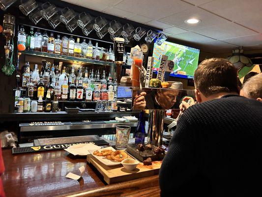 Bar area- notice the skillet meal