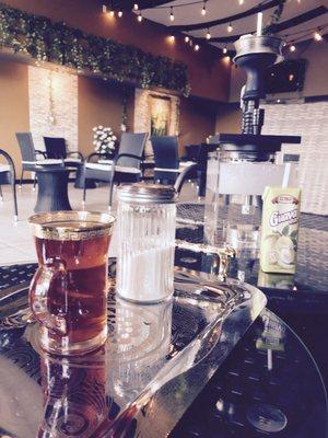 Middle Eastern blended tea...Guava nectar...Glass hookah