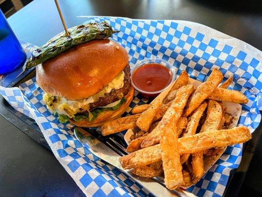 Burger and fries